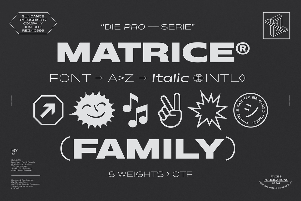 Ejemplo de fuente Matrice Light Italic